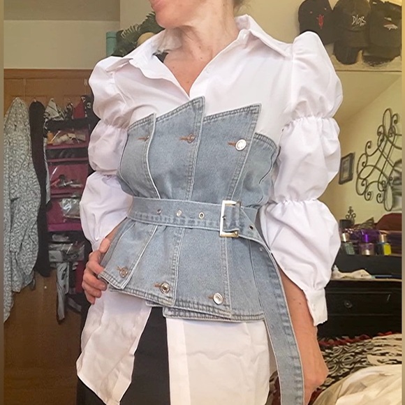 Nwt, Lavishly Paris Women’s Elegantly Casual Puffed Sleeved Button Down Blouse. - Picture 9 of 12